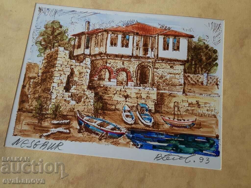 Auction Vasil Banov color graphics Nessebar 93 the fishing port Auction Vasil Banov color graphics Nessebar 93 the fishing port