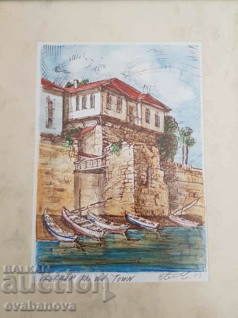 Vasil Banov Fortress tower and boats in the port of Nessebar93 with price 35.00 BGN | € 17.90 Vasil Banov Fortress tower and boats in the port of Nessebar93 with price 35.00 BGN | € 17.90