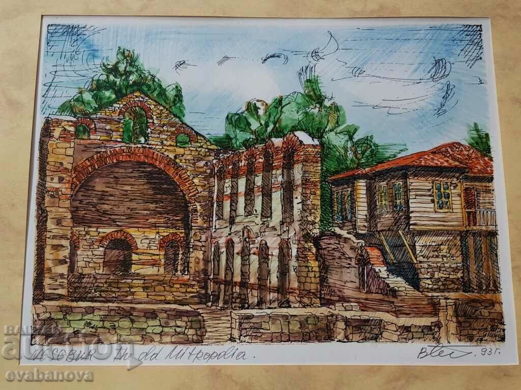 Grafică color Vasil Banov Metropola din Nessebar 1993. cu preț 20.00 BGN | € 10.23