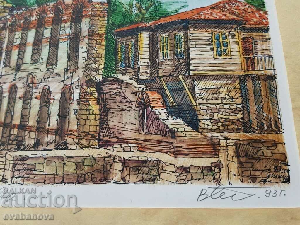 Delivery of Vasil Banov color graphic The Metropolis in Nessebar 1993. Delivery of Vasil Banov color graphic The Metropolis in Nessebar 1993.