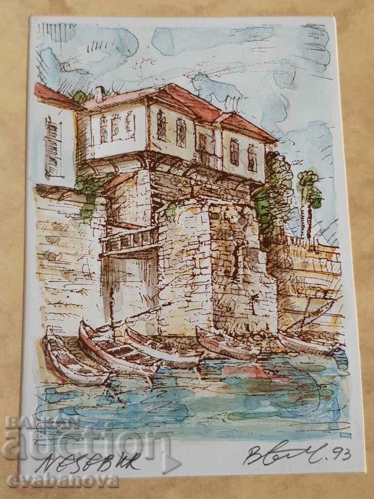Vasil Banov color graphics boats Nessebar 1993. with price 15.00 BGN | € 7.67 Vasil Banov color graphics boats Nessebar 1993. with price 15.00 BGN | € 7.67
