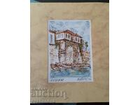 Vasil Banov color graphics boats Nessebar 1993.