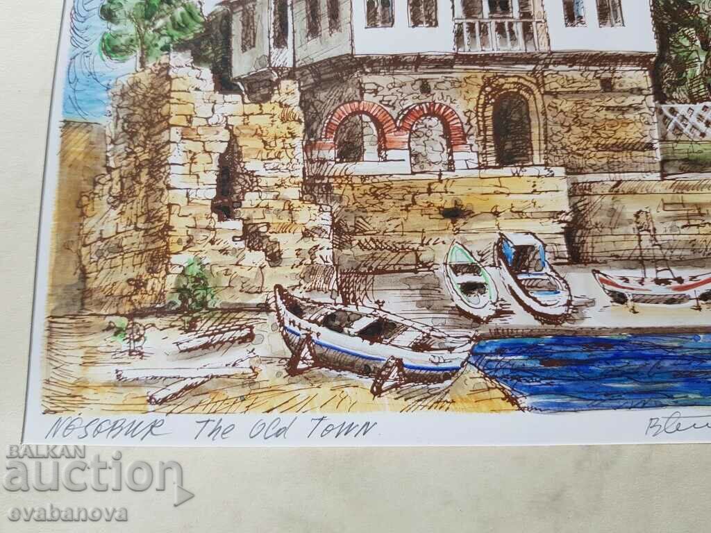 Доставка на Васил Банов цветна графика Пистанището Старият град Несебър Доставка на Васил Банов цветна графика Пистанището Старият град Несебър