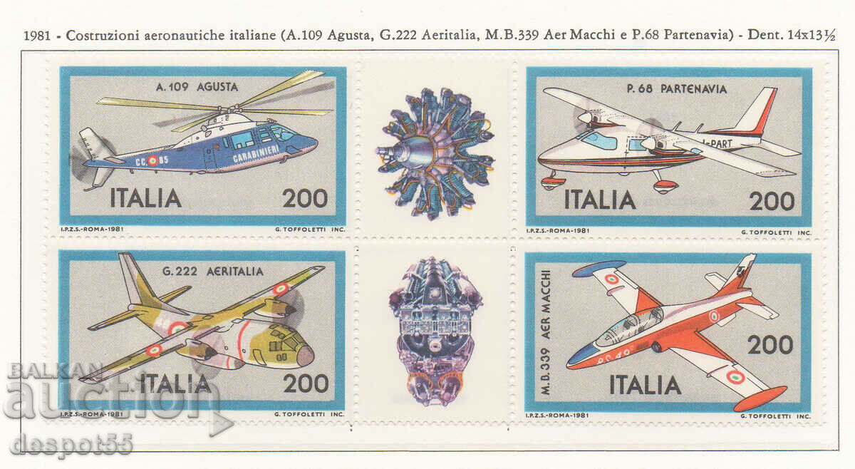 1981. Italy. Airplanes. Block.