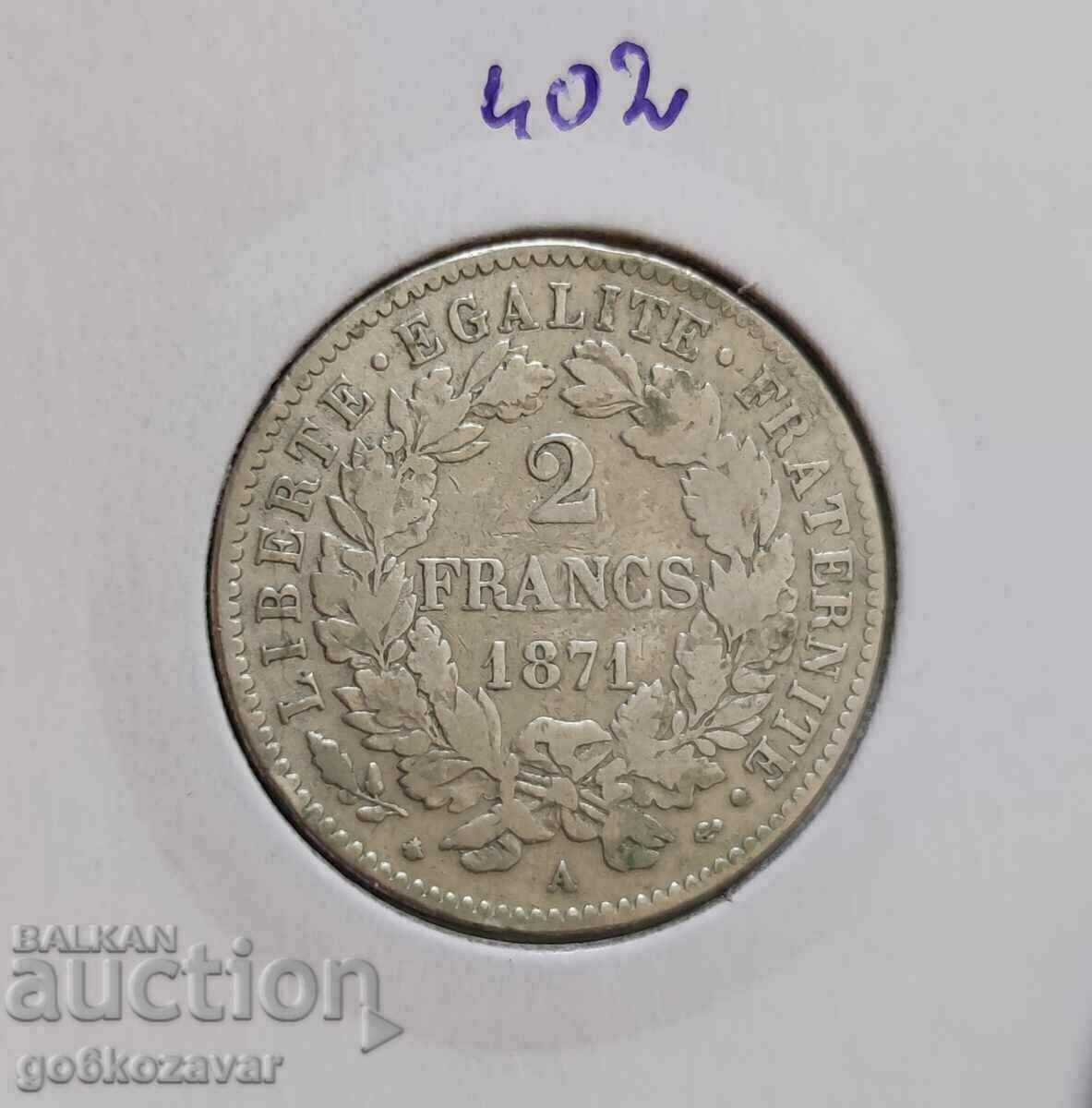 Γαλλία 2 Φράγκα 1871 Ασήμι !