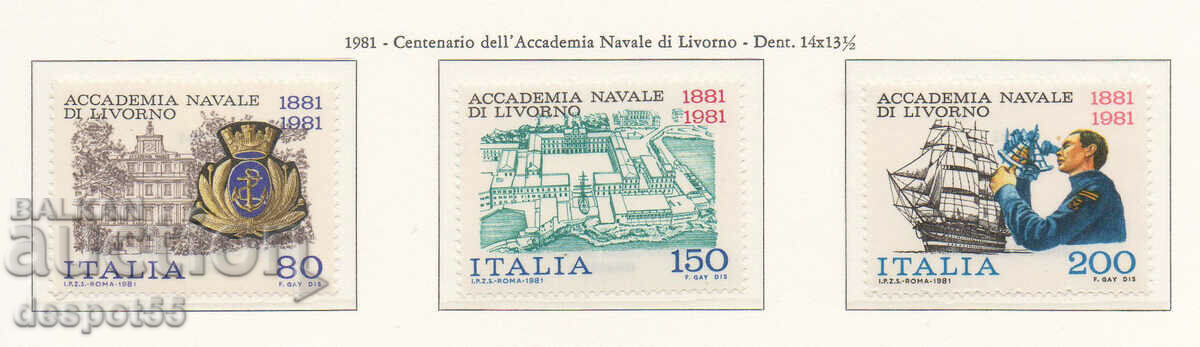 1981. Italia. 100 de ani de la Academia Navală din Livorno.