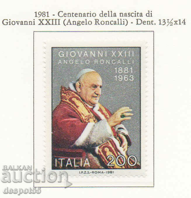 1981. Italia. 100 de ani de la nașterea Papei Ioan al XXIII-lea.