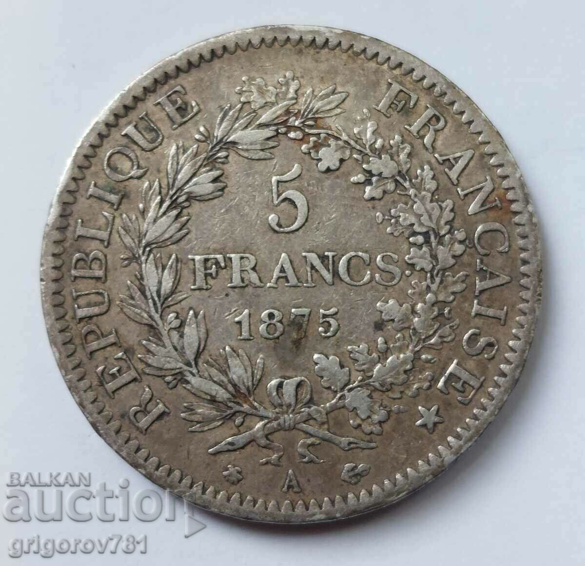5 Φράγκα Ασήμι Γαλλία 1875 - Ασημένιο νόμισμα #107