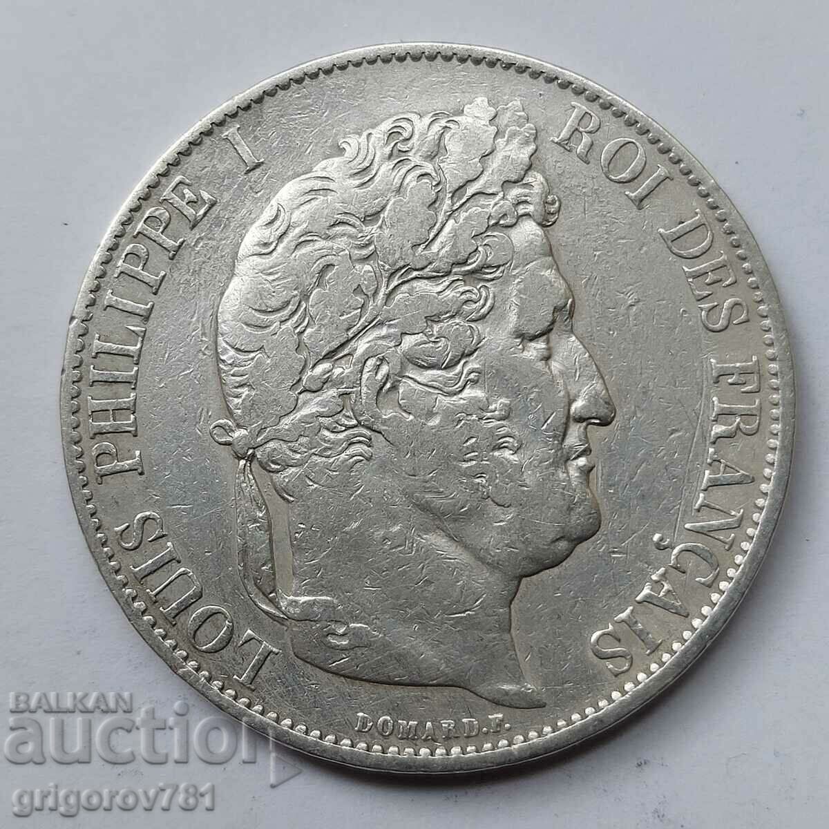 5 Φράγκα Ασήμι Γαλλία 1844 W - Ασημένιο νόμισμα #121