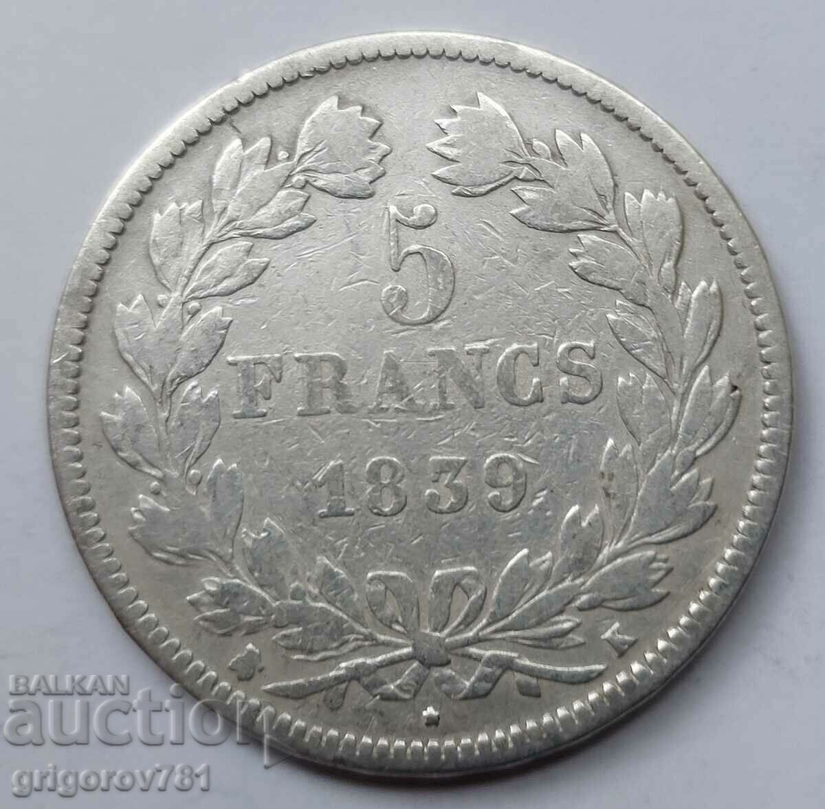 5 Φράγκα Ασήμι Γαλλία 1839 K- Ασημένιο νόμισμα #122 με τιμή € 34.26 | 67.01 BGN 5 Φράγκα Ασήμι Γαλλία 1839 K- Ασημένιο νόμισμα #122 με τιμή € 34.26 | 67.01 BGN