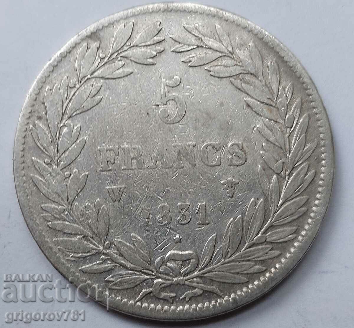 5 Φράγκα Ασήμι Γαλλία 1831 W - Ασημένιο νόμισμα #124 με τιμή € 34.26 | 67.01 BGN 5 Φράγκα Ασήμι Γαλλία 1831 W - Ασημένιο νόμισμα #124 με τιμή € 34.26 | 67.01 BGN