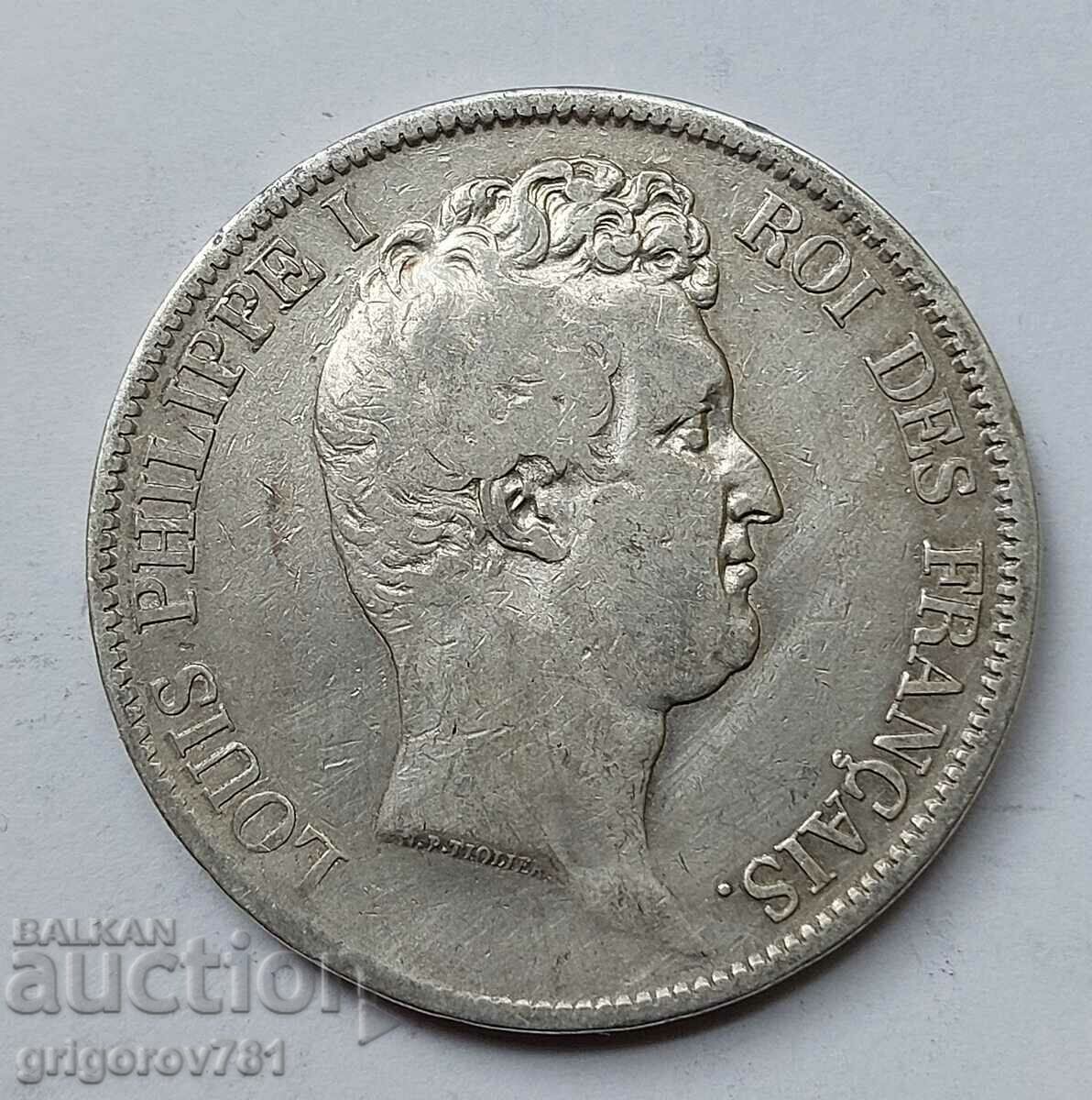 5 Φράγκα Ασήμι Γαλλία 1831 W - Ασημένιο νόμισμα #124