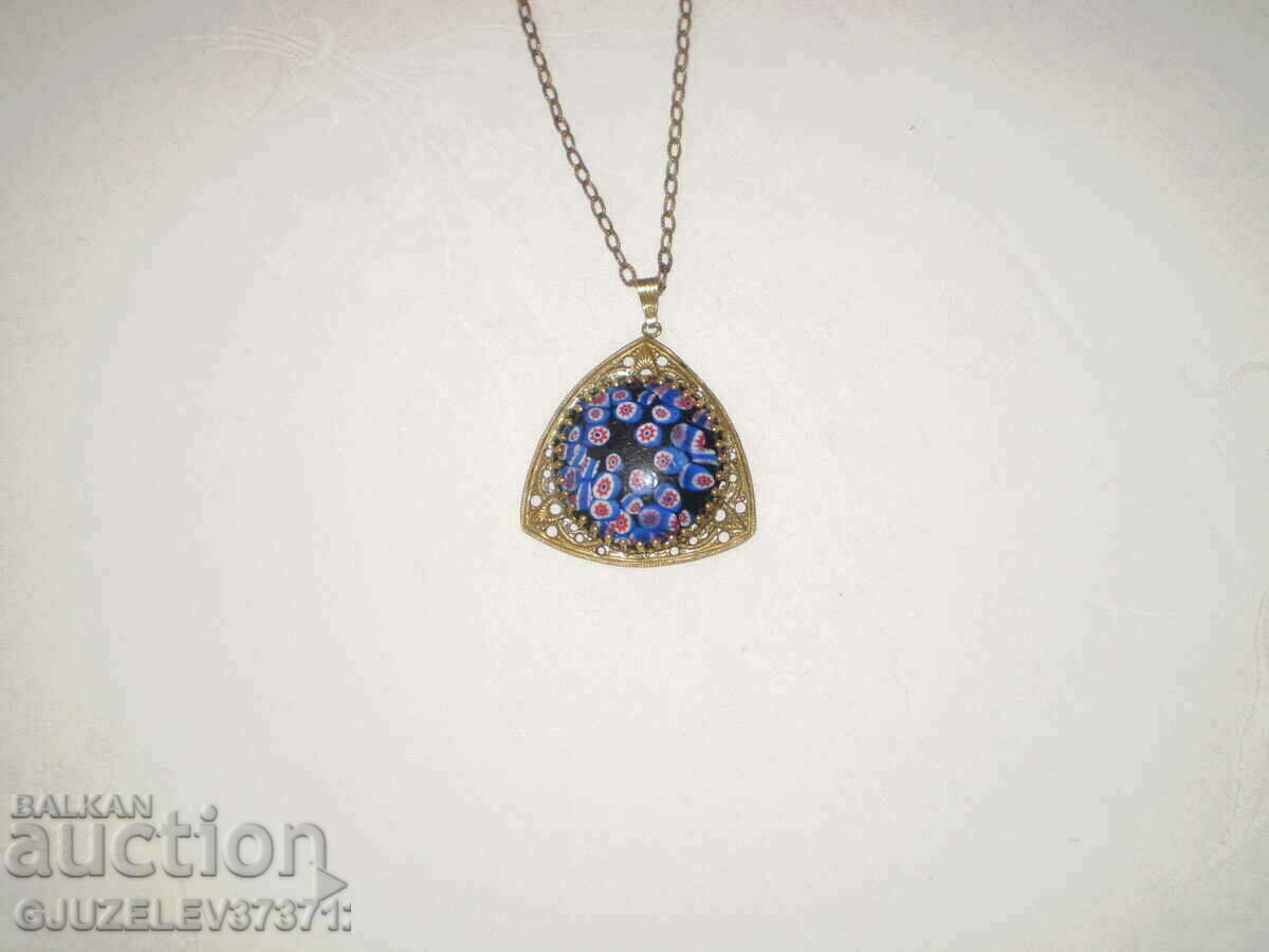 Vintage Medallion Glass Murano Brass Fittings - 5 Vintage Medallion Glass Murano Brass Fittings - 5