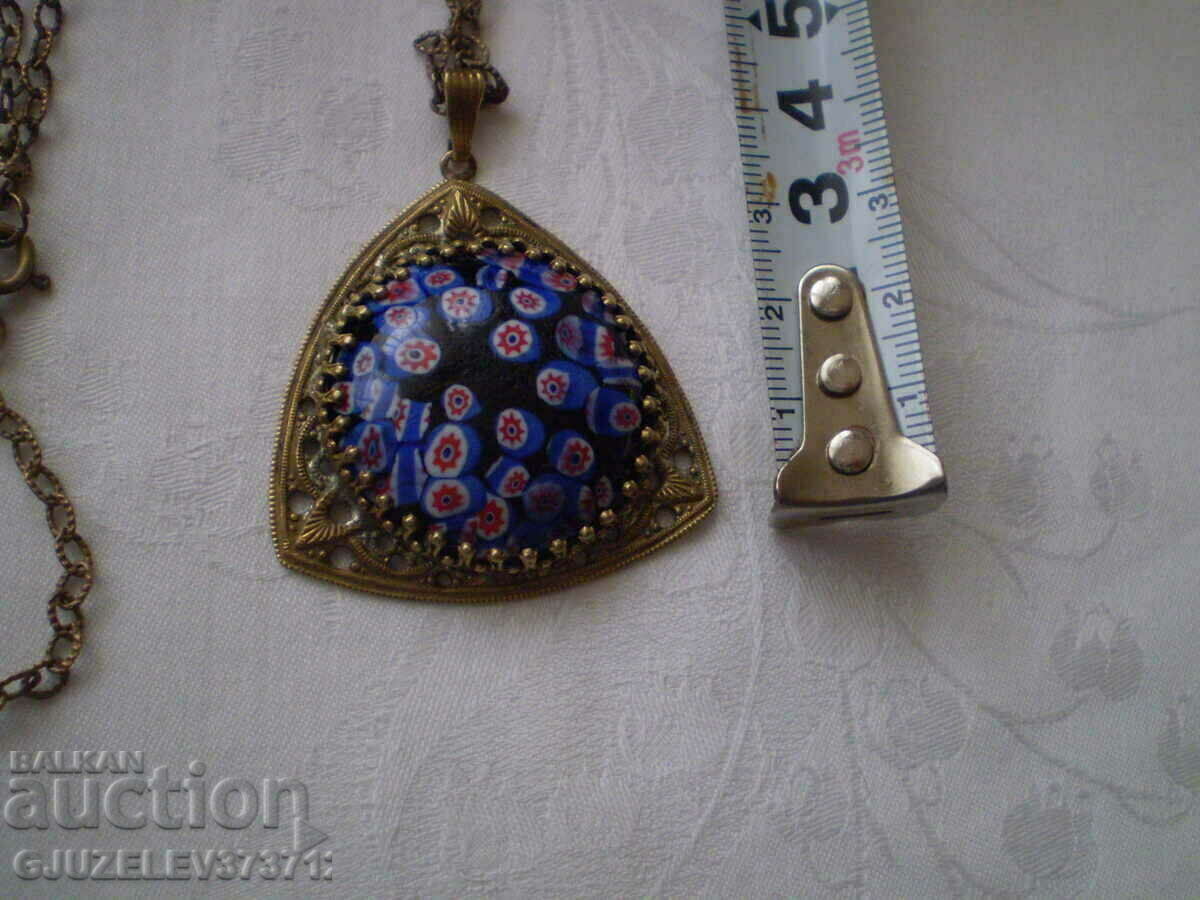 Vintage Medallion Glass Murano Brass Fittings - 6 Vintage Medallion Glass Murano Brass Fittings - 6