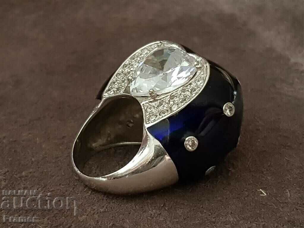 Delivery of Stylish silver enamel elegant ring MOUNTAIN CRYSTAL Delivery of Stylish silver enamel elegant ring MOUNTAIN CRYSTAL