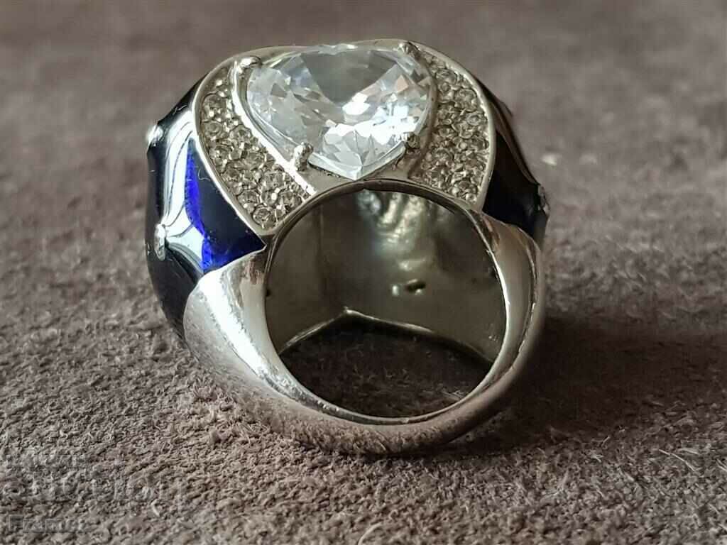 Stylish silver enamel elegant ring MOUNTAIN CRYSTAL - 7 Stylish silver enamel elegant ring MOUNTAIN CRYSTAL - 7