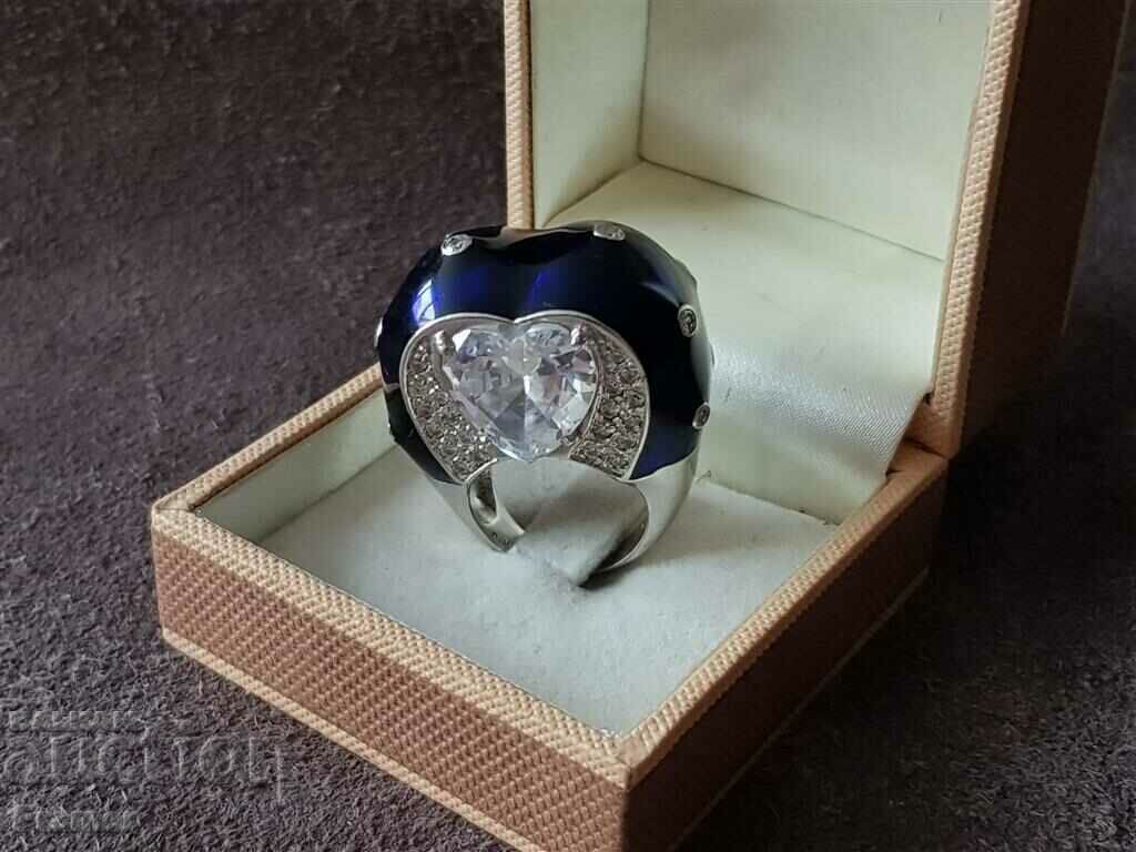 Inel elegant emailat argintiu MOUNTAIN CRYSTAL Inel elegant emailat argintiu MOUNTAIN CRYSTAL