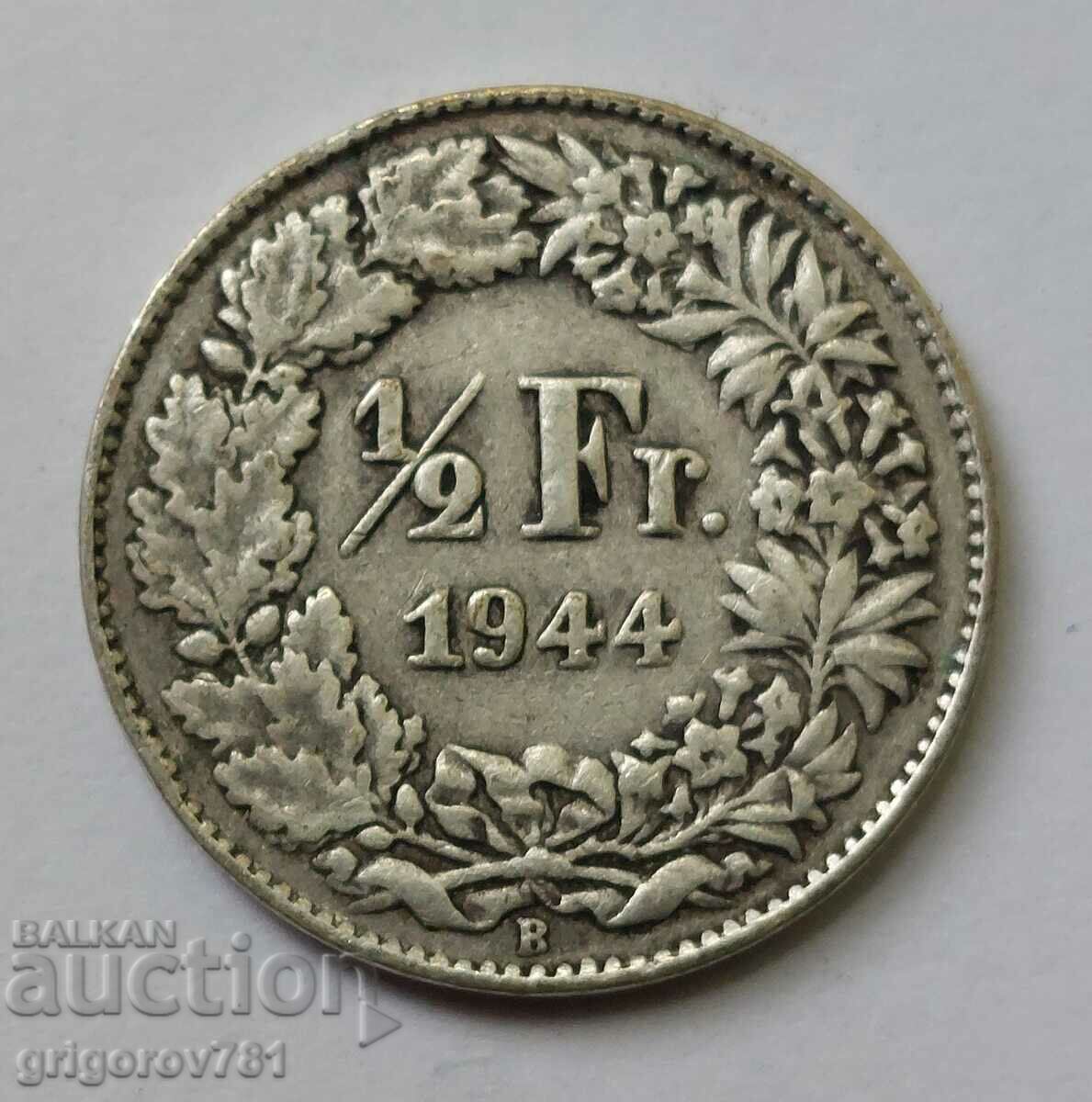 1/2 Franc Silver Switzerland 1944 B - Silver Coin #19