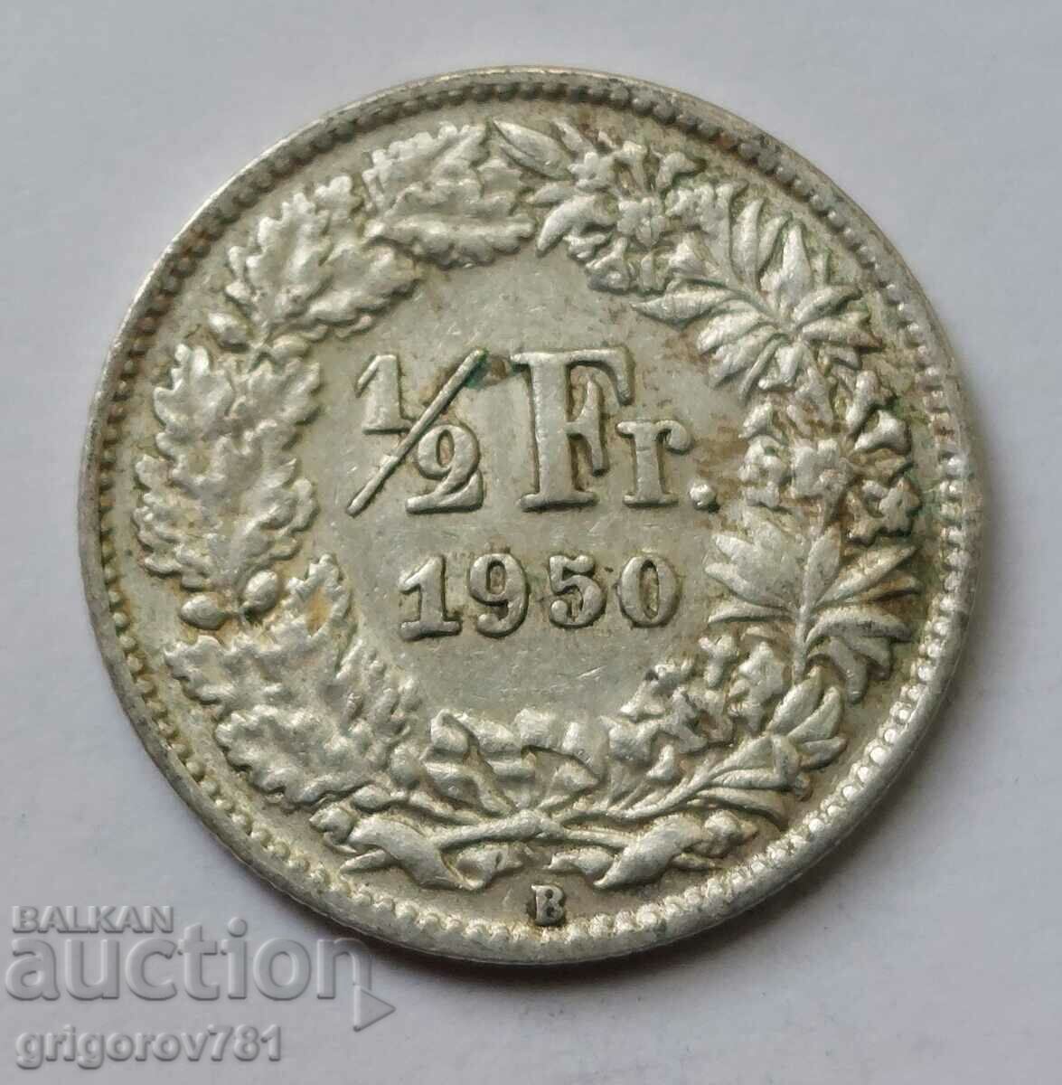 1/2 франк сребро Швейцария 1950 B - сребърна монета #20
