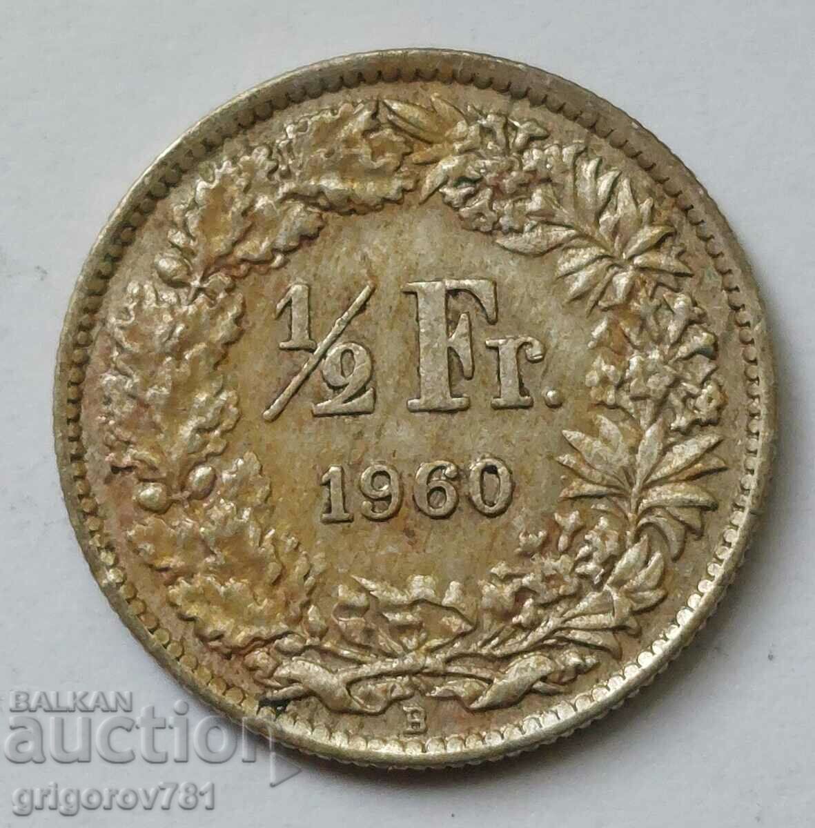 Ασημένιο φράγκο 1/2 Ελβετία 1960 B - Ασημένιο νόμισμα #22