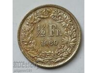 1/2 Franc Silver Switzerland 1960 B - Silver Coin #22