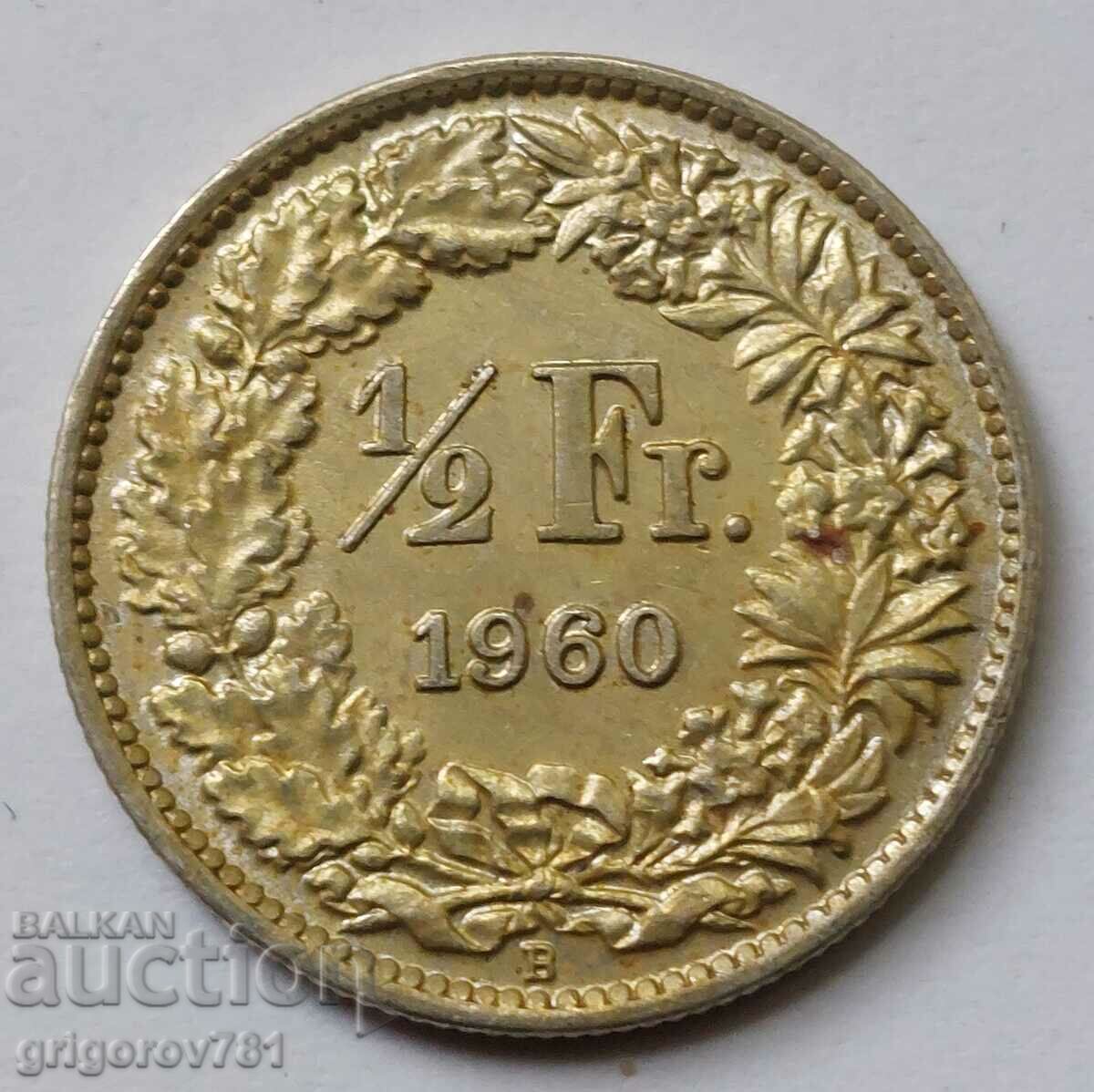 1/2 Franc Argint Elveția 1960 B - Monedă de argint #23