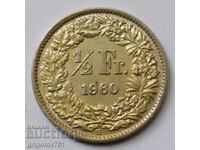 1/2 Franc Silver Switzerland 1960 B - Silver Coin #23