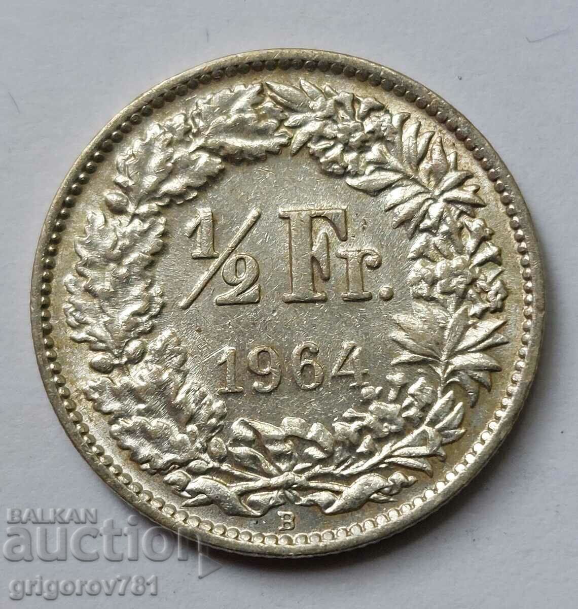 Ασημένιο φράγκο 1/2 Ελβετία 1964 Β - Ασημένιο νόμισμα #29