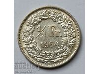 1/2 Franc Silver Switzerland 1964 B - Silver Coin #29