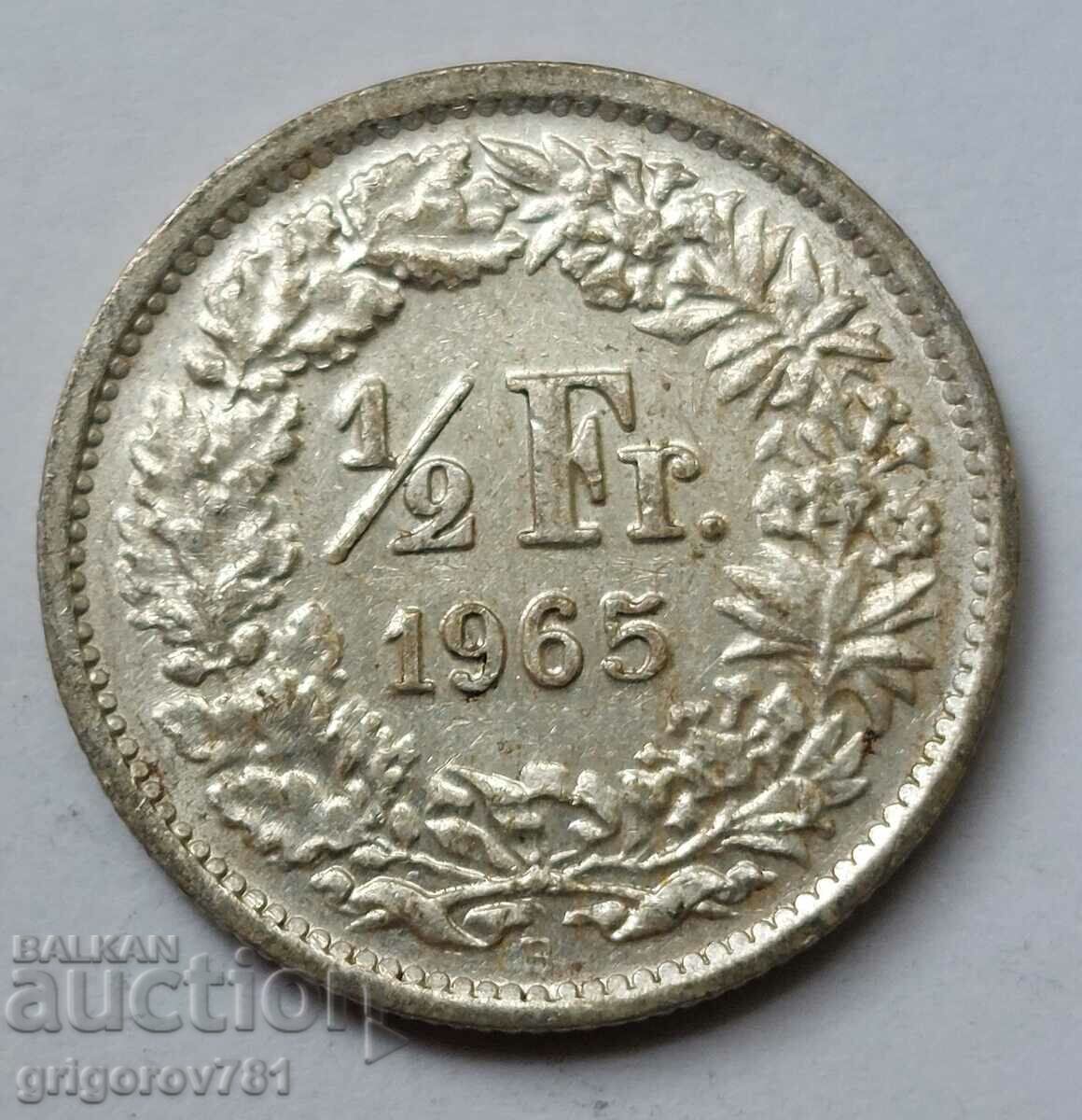 1/2 Franc Argint Elveția 1965 B - Monedă de argint #30