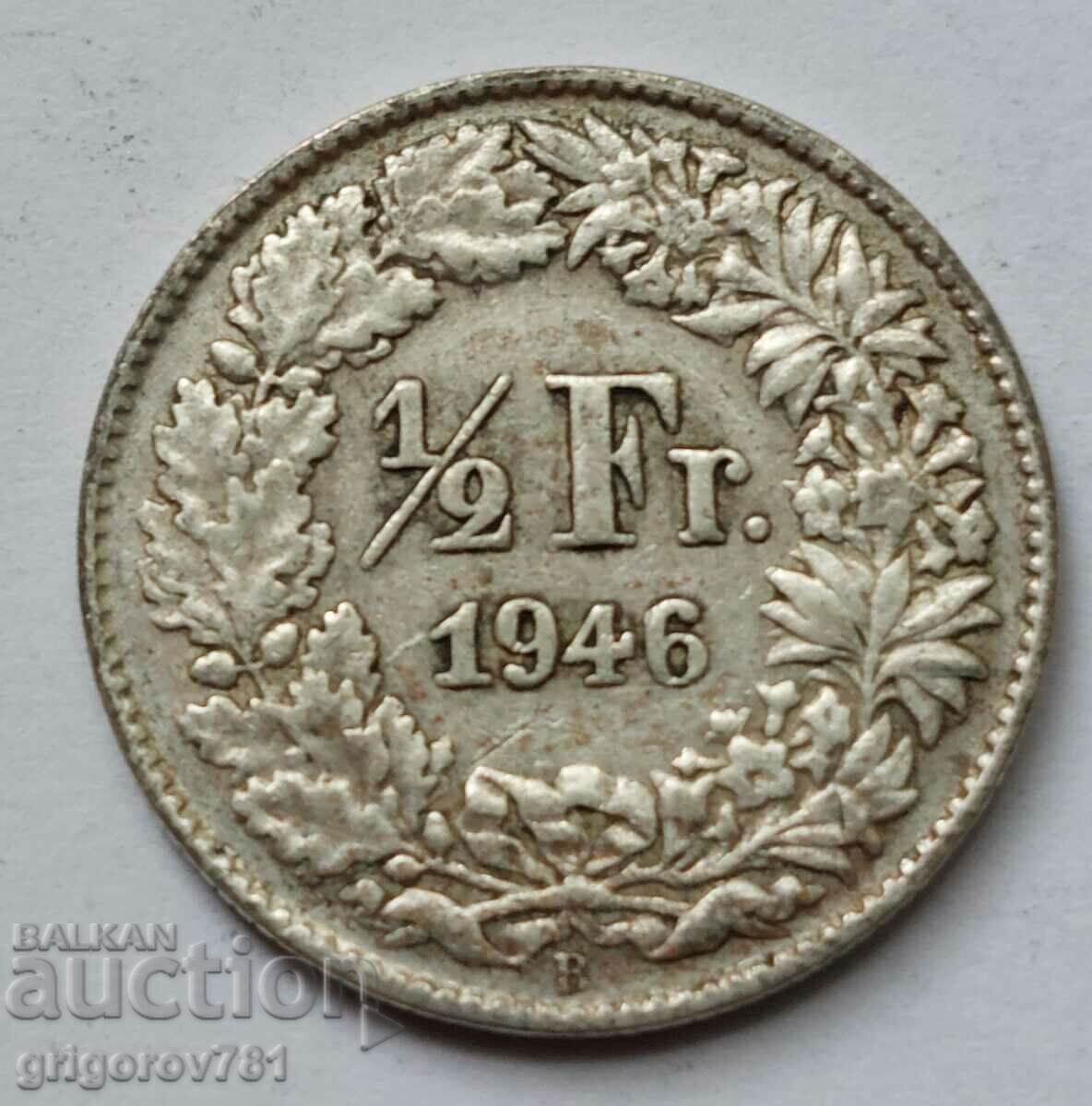 1/2 Franc Silver Switzerland 1946 B - Silver Coin #32
