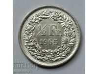 1/2 Franc Silver Switzerland 1965 B - Silver Coin #36