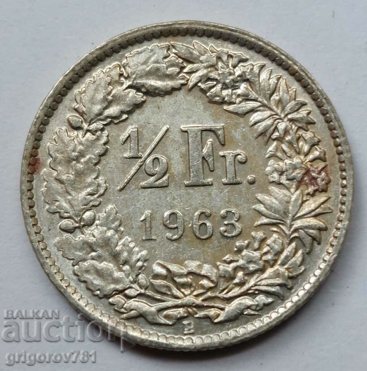 1/2 Franc Silver Switzerland 1963 B - Silver Coin #37
