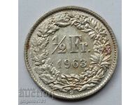 1/2 Franc Silver Switzerland 1963 B - Silver Coin #37