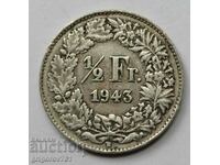 1/2 франк сребро Швейцария 1943 B - сребърна монета #38