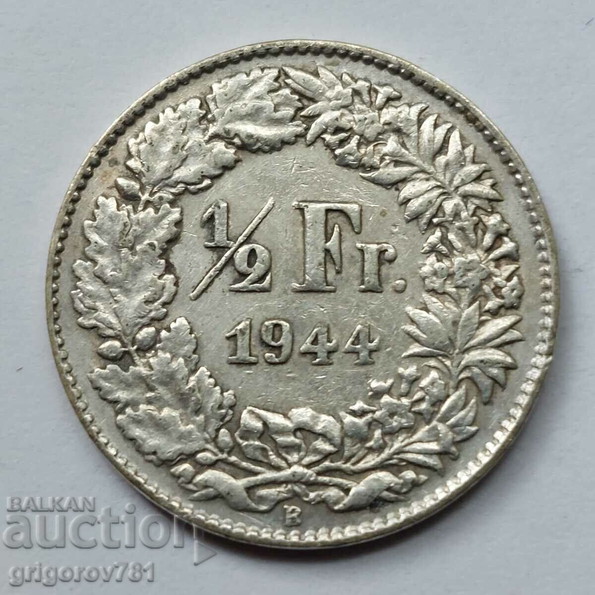 1/2 Franc Silver Switzerland 1944 B - Silver Coin #39