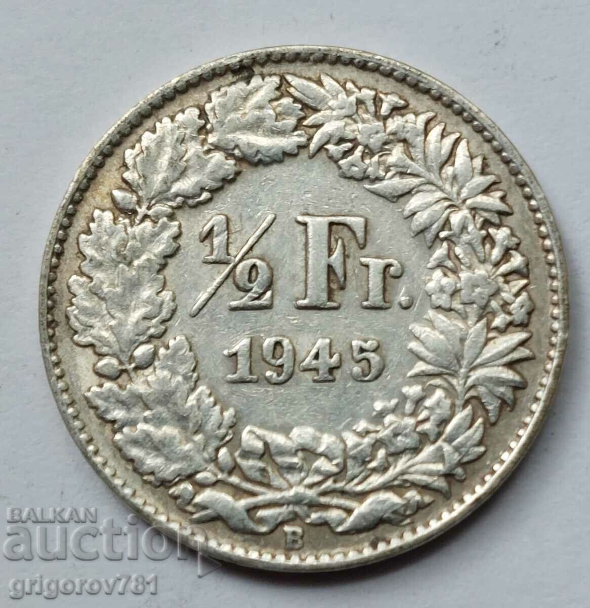 1/2 Φράγκο Ασήμι Ελβετία 1945 B - Ασημένιο Κέρμα #40