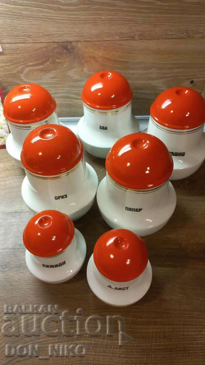 Porcelain Spice Jars - 5 Porcelain Spice Jars - 5