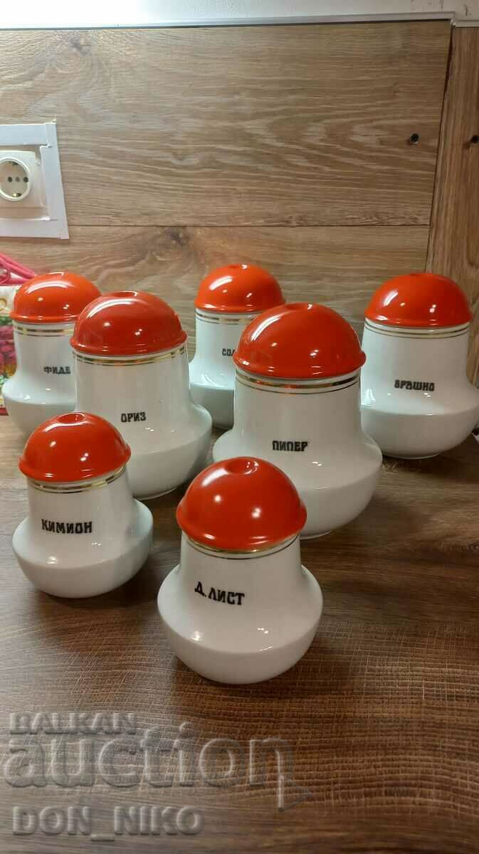 Porcelain Spice Jars - 7 Porcelain Spice Jars - 7