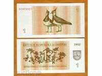ZORBA AUCTIONS LITHUANIA 1 COUPON 1992 UNC