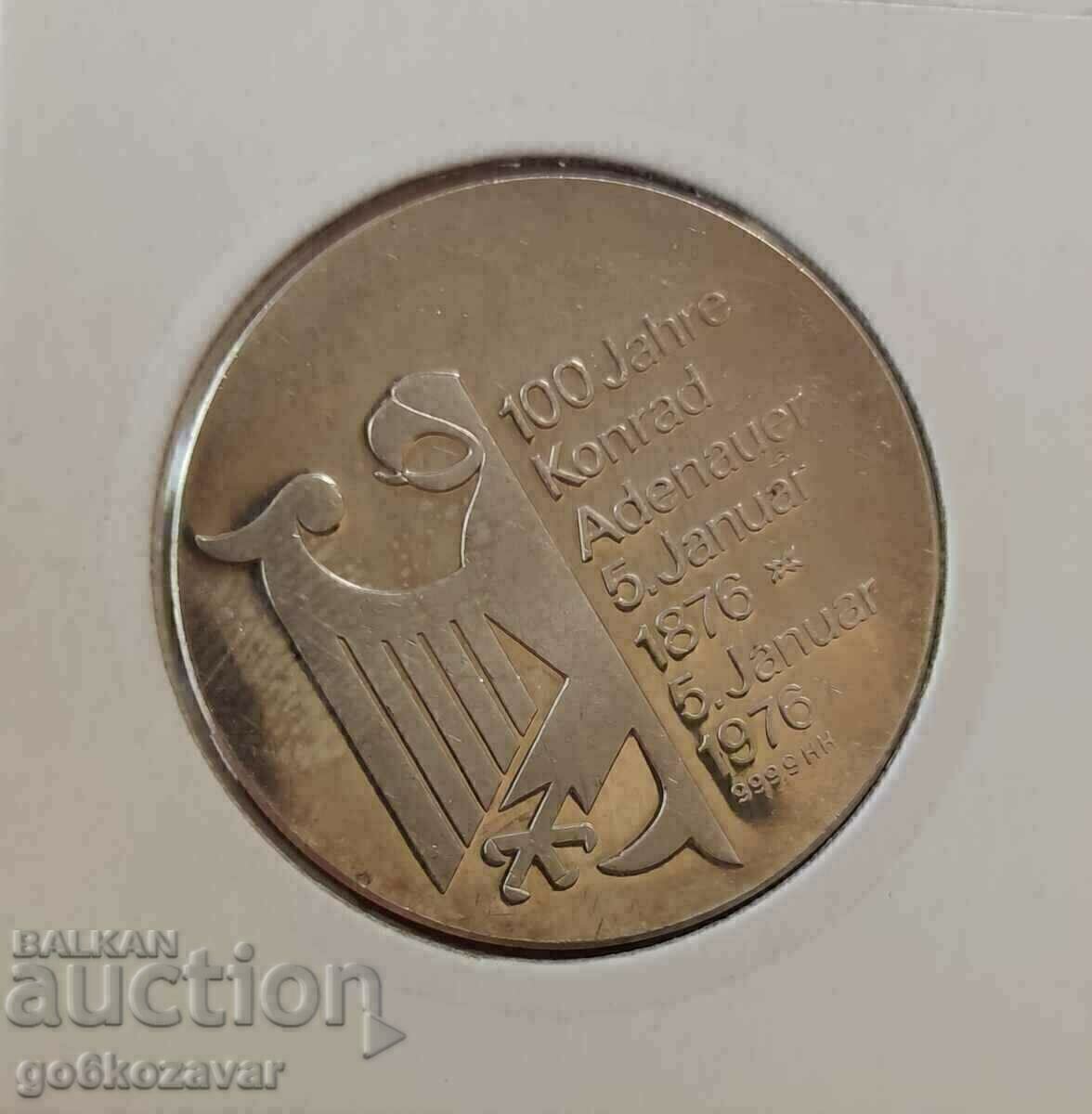 Silver medal 9.999 15g 1976 Konrad Adenauer with price 69.90 BGN | € 35.74 Silver medal 9.999 15g 1976 Konrad Adenauer with price 69.90 BGN | € 35.74