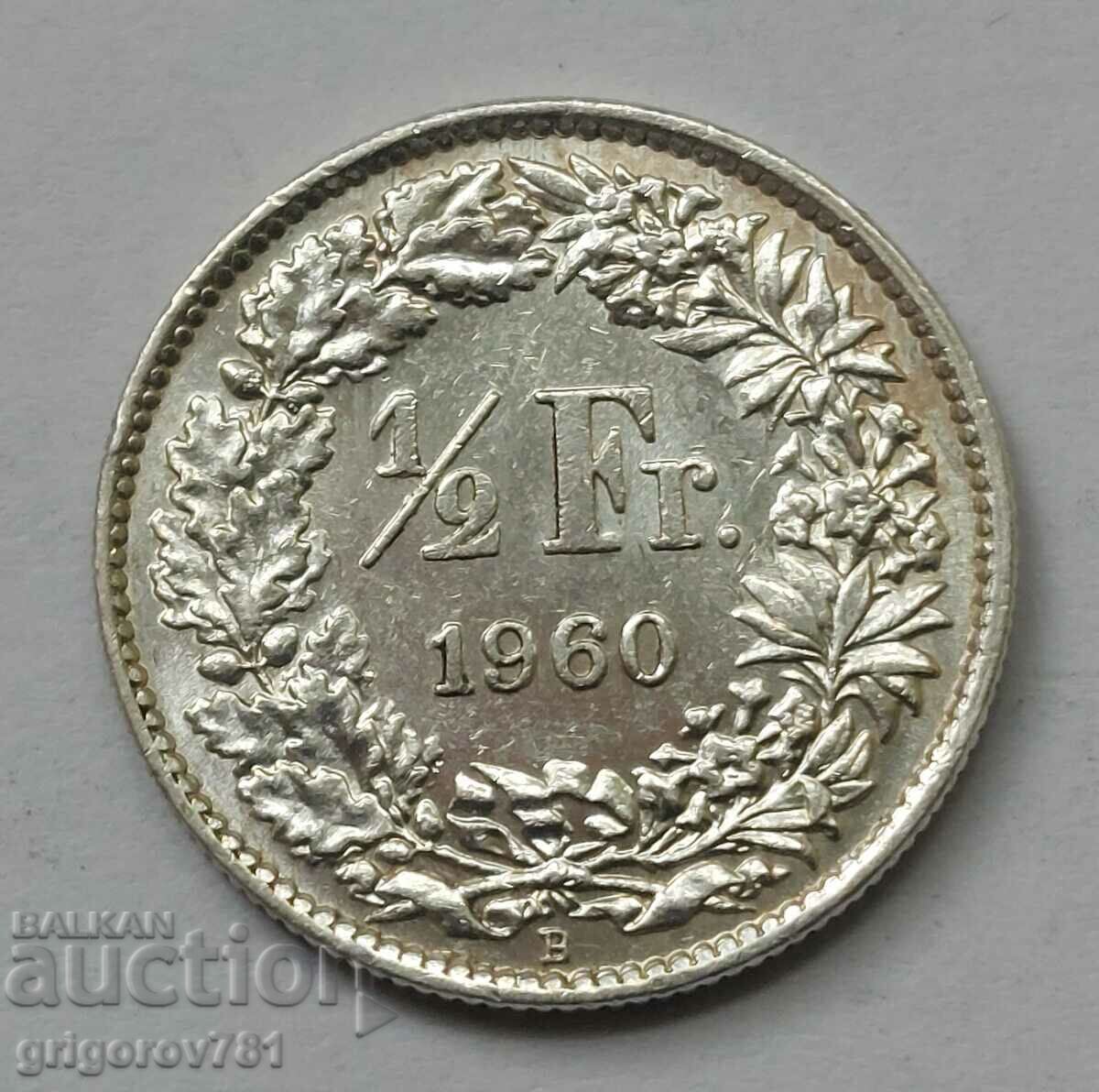 1/2 Franc Silver Switzerland 1960 B - Silver Coin #92