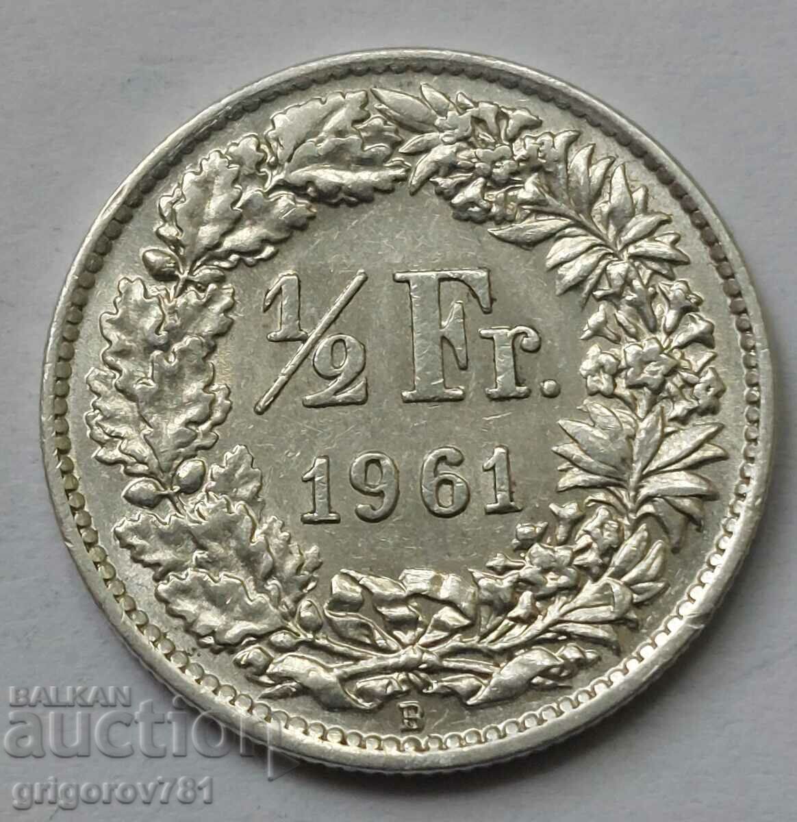 1/2 Franc Silver Switzerland 1961 B - Silver Coin #94