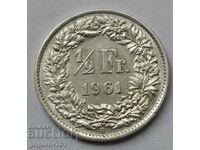 1/2 Franc Silver Switzerland 1961 B - Silver Coin #94