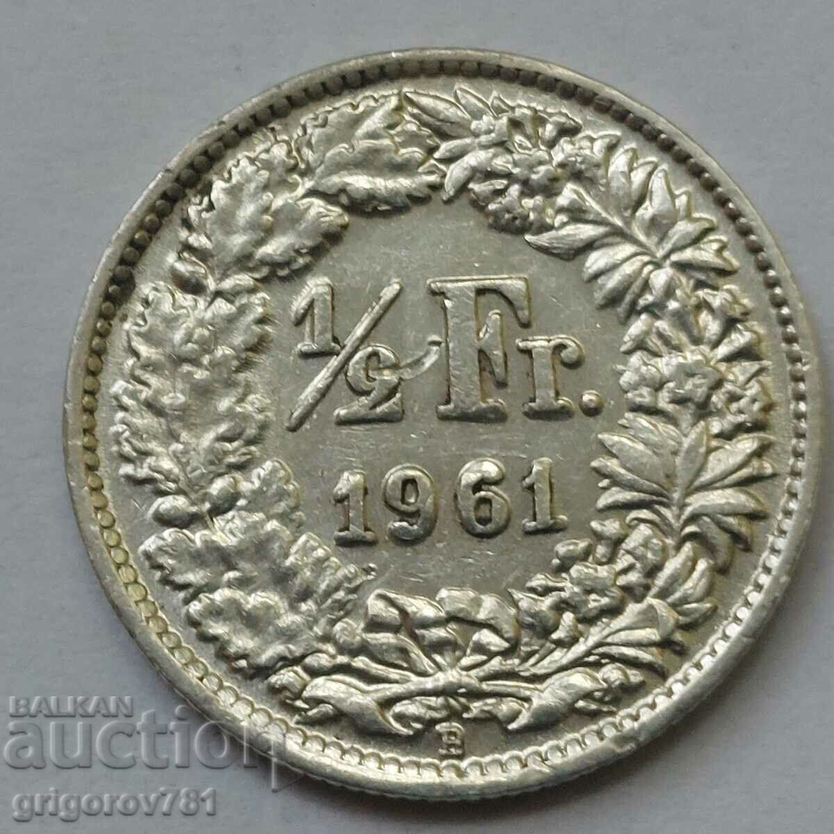 Ασημένιο φράγκο 1/2 Ελβετία 1961 Β - Ασημένιο νόμισμα #95