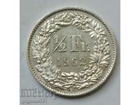 1/2 франк сребро Швейцария 1962 B - сребърна монета #96
