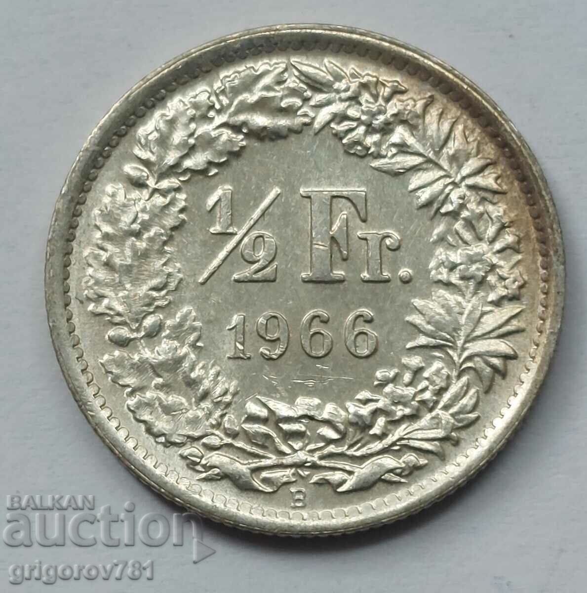 1/2 Franc Argint Elveția 1966 B - Monedă de argint #107