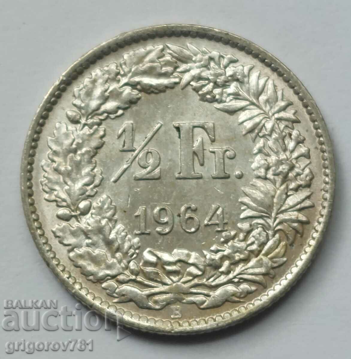 Ασημένιο φράγκο 1/2 Ελβετία 1964 Β - Ασημένιο νόμισμα #108