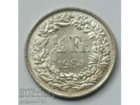 1/2 Franc Silver Switzerland 1964 B - Silver Coin #108