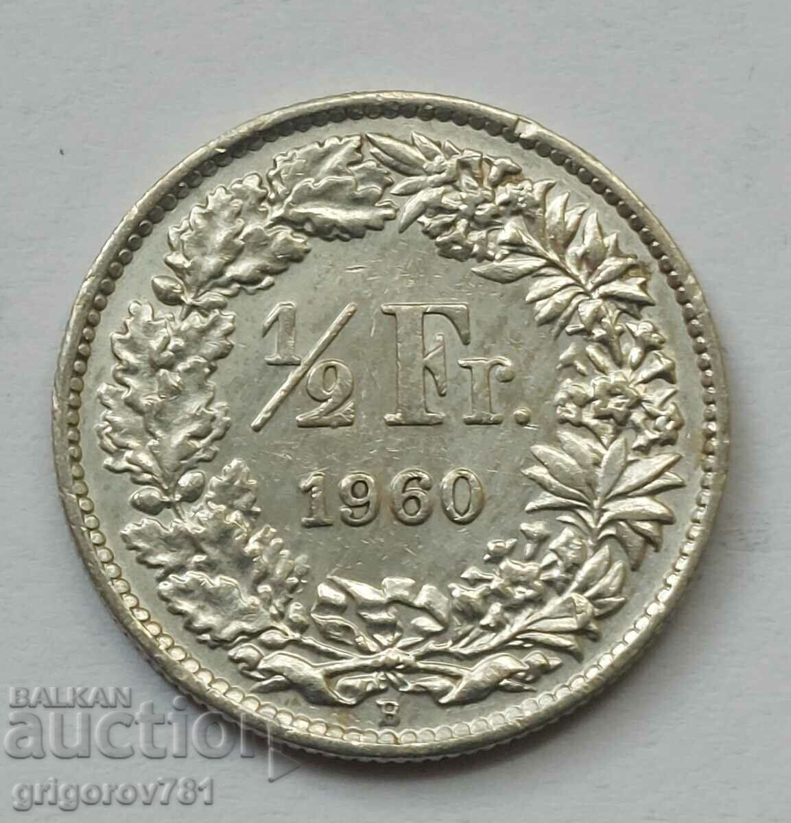 1/2 Franc Argint Elveția 1960 B - Monedă de argint #110